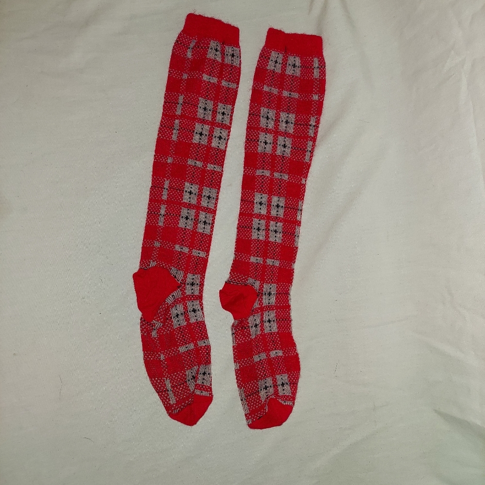 Red plaid socks
